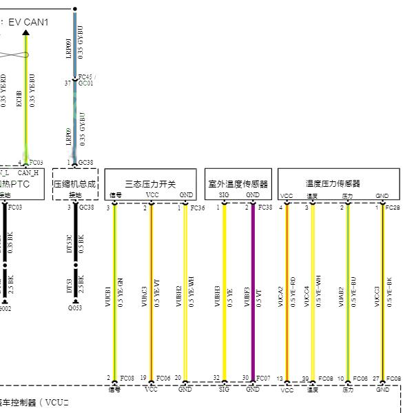 2024年赛力斯问界M7电池包温度压力传感器电路图