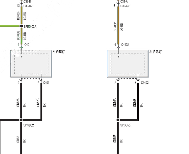 2023年福特全顺尾灯电路图和针脚