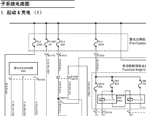 2015上汽名爵锐腾起动系统电路图