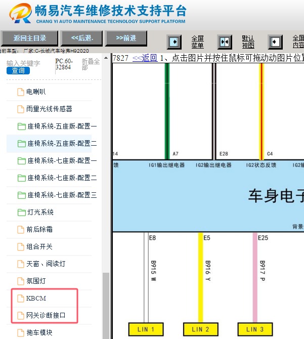 2020年长城哈弗H9 LIN线相关电路图