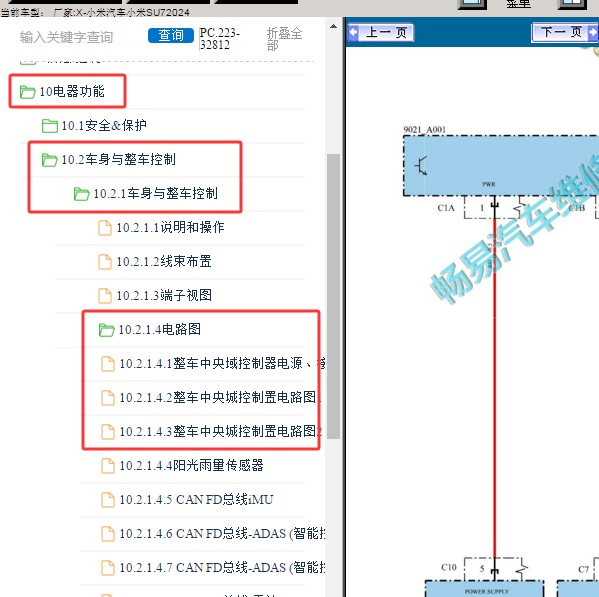 2024年小米SU7 车身控制电路图
