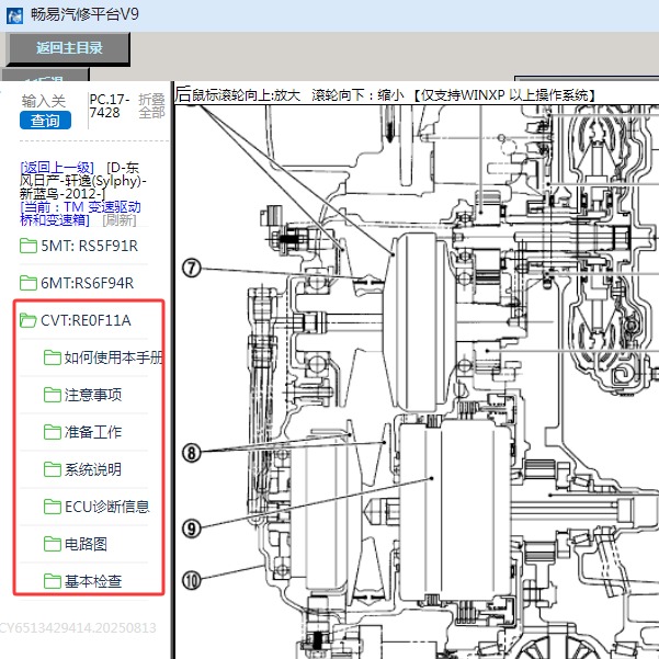 2012年日产轩逸CVT变速箱维修手册