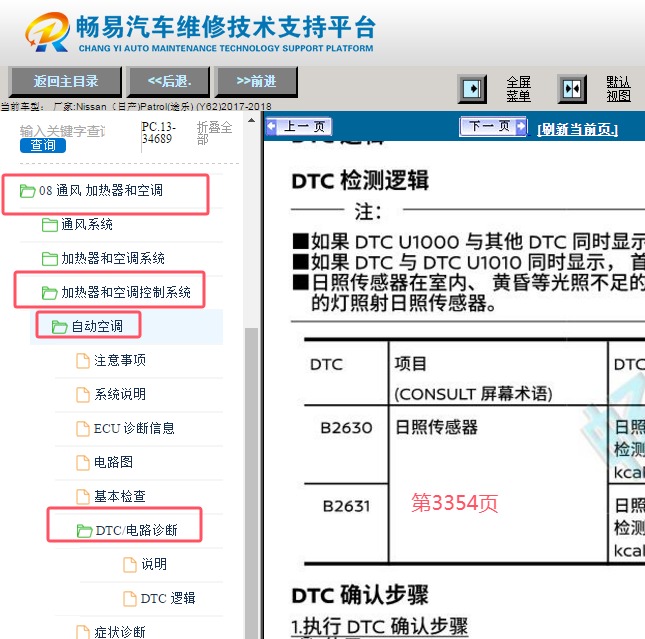2017-2018年日产途乐B2631故障码诊断资料