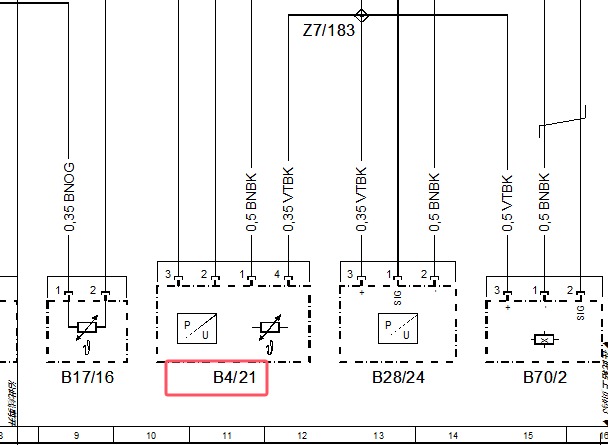 2016年奔驰V260 油轨压力传感器电路图