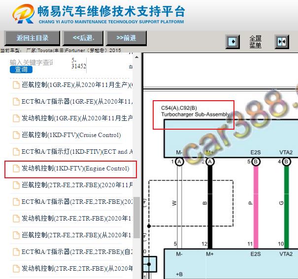 2015年丰田Fortuner发动机涡轮执行器电路图资料