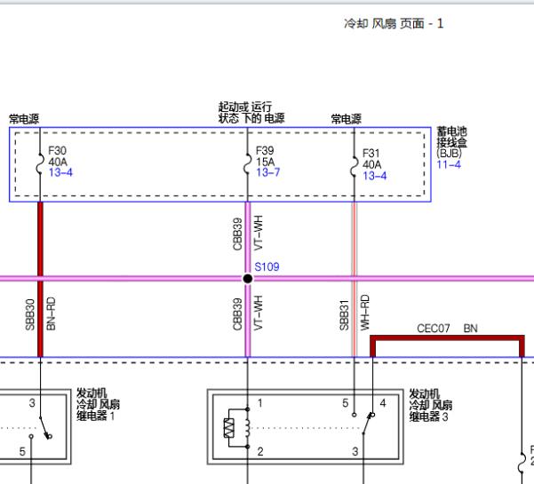 2023年江铃福特途睿欧风扇电路图