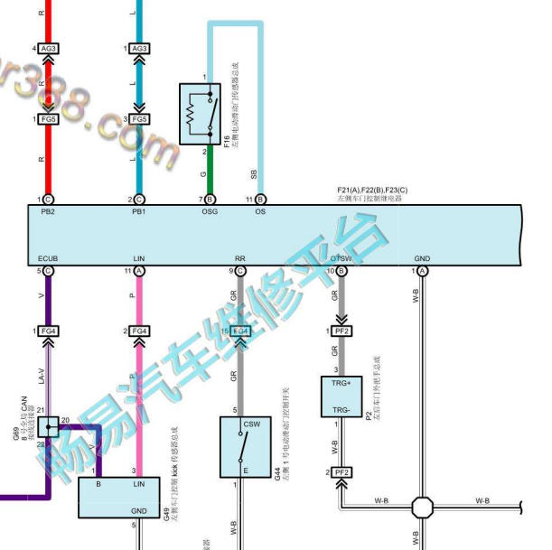 2023年丰田塞纳左中门控制电路图