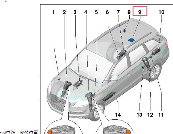 2007年奥迪Q7空气悬挂模块位置资料