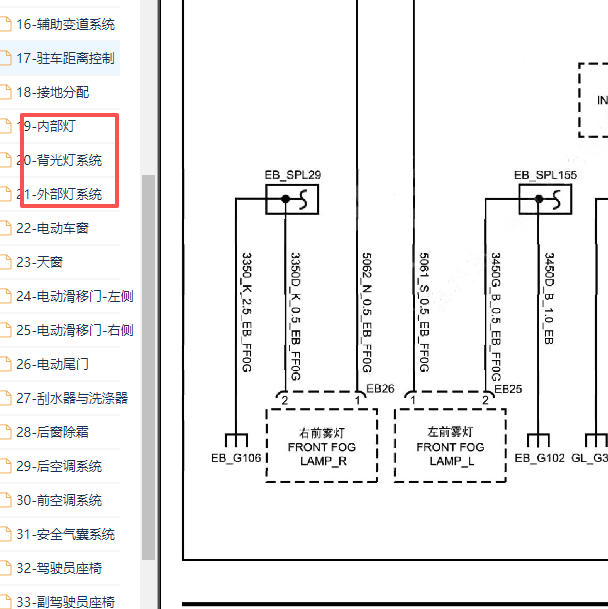 2021年大通G10灯光电路图.