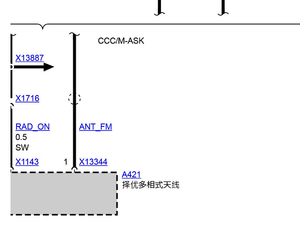 2007年宝马325i 收音机天线电路图