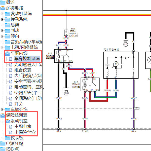 2019-2022年一汽奔腾T33前雨刮电路图和保险