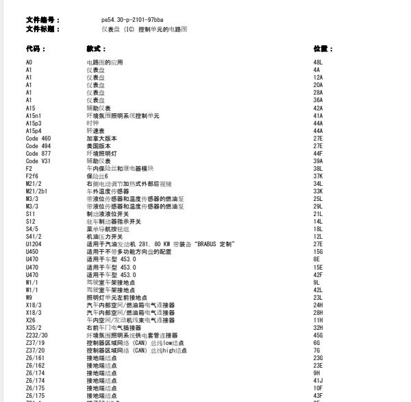 2016年奔驰smart仪表供电电路图