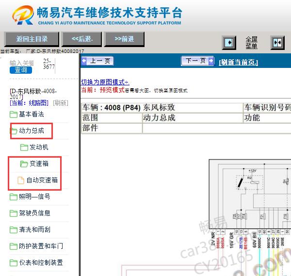 2017年标致4008变速箱电路图