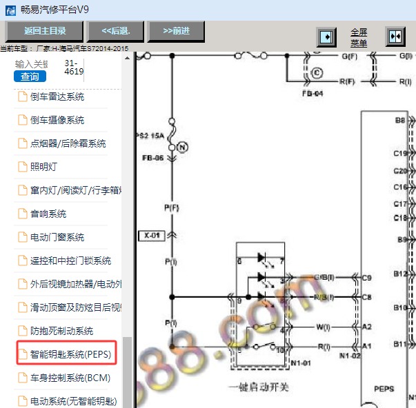 2014年海马S7 一键启动电路图