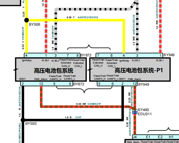 2025年智己LS6 电池包12V供电电路图