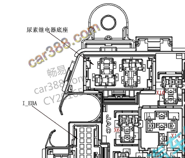 2020年江淮帅铃T6 尿素继电器位置