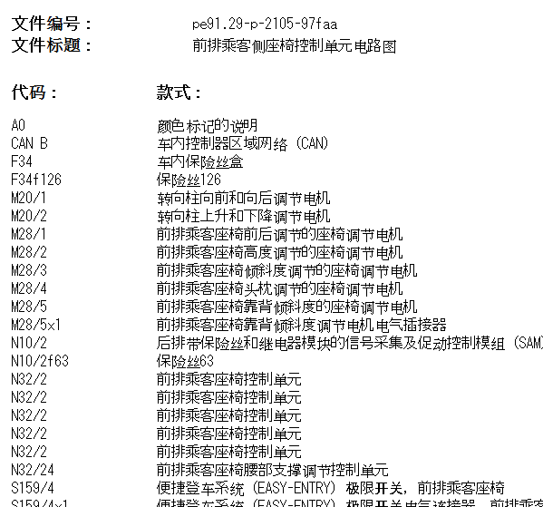 2010年奔驰C200K 副驾座椅电路图
