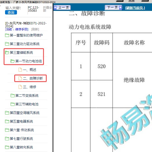 2022-2024年东风汽车-瑞驰ED71 521故障码资料