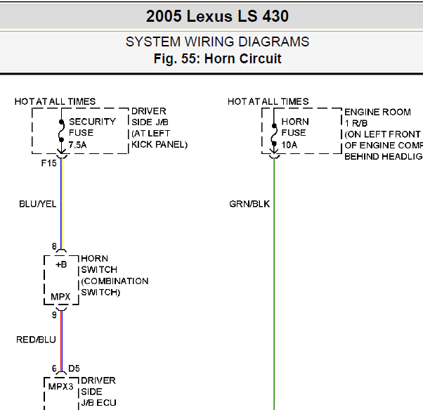 2005年雷克萨斯LS430喇叭电路图资料