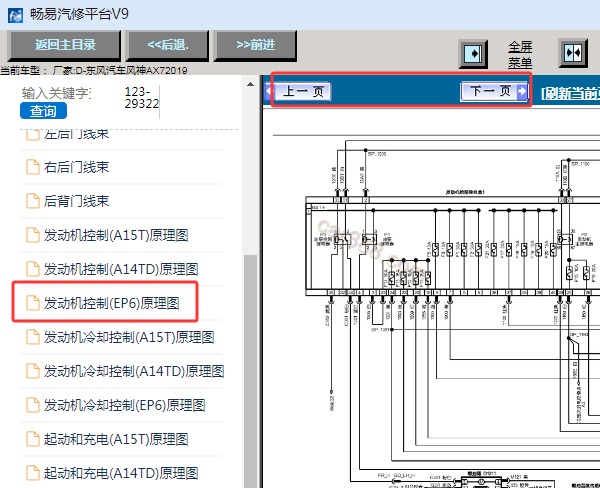2019年东风风神AX7发动机电路图