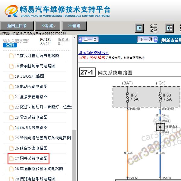2017-2018年广汽传祺GS8网络通讯电路图