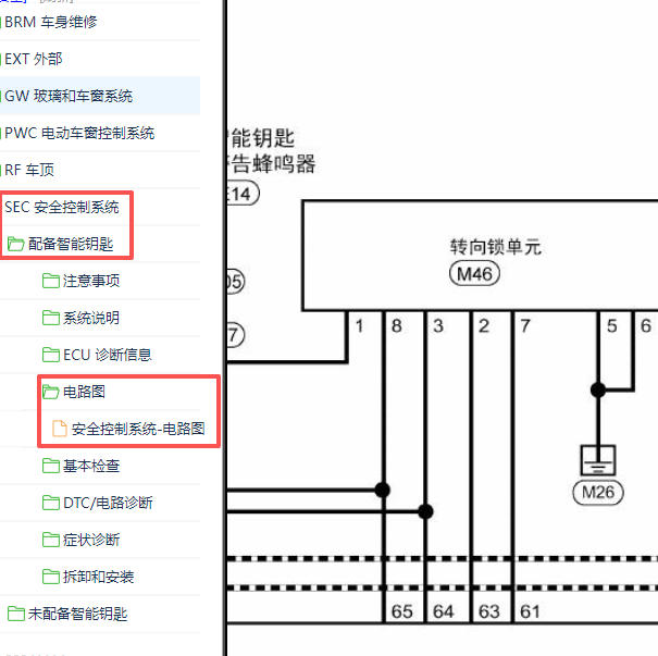 2017-2018年日产启辰D60转向柱锁电路图