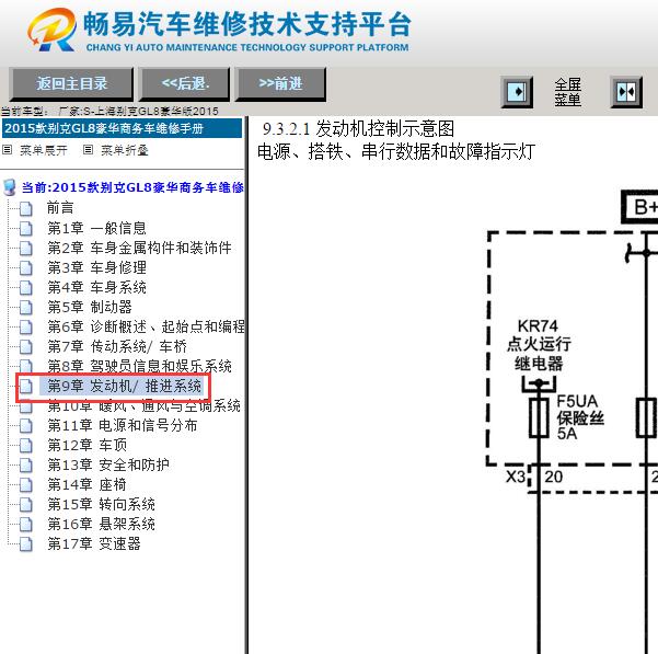 2015年别克GL8发动机电路图