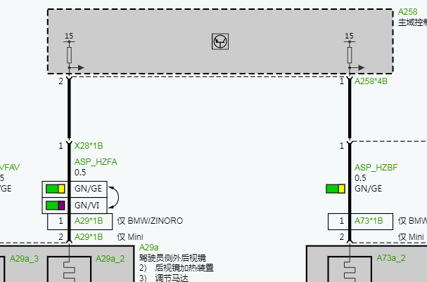 2021年宝马X2后视镜电路图资料