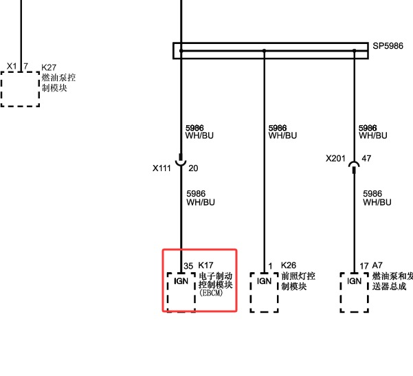 2014年别来GL8 ABS 35号脚电路图