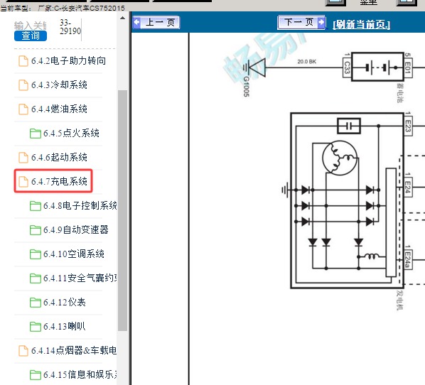 2014-2015长安CS75发电机电路图