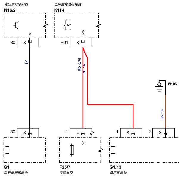 2022年奔驰S680辅助蓄电池电路图