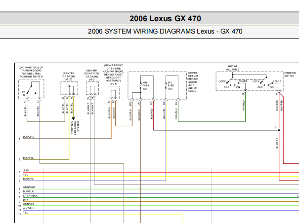 2006年雷克萨斯GX470发动机和变速箱电路图