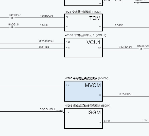 2022年沃尔沃V90 MVCM中间电压变压器模块电路图和位置
