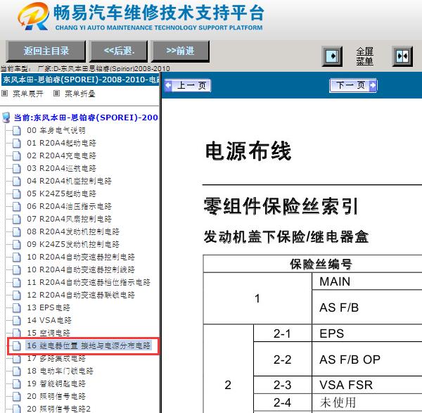2008-2010年本田思铂睿保险继电器位置