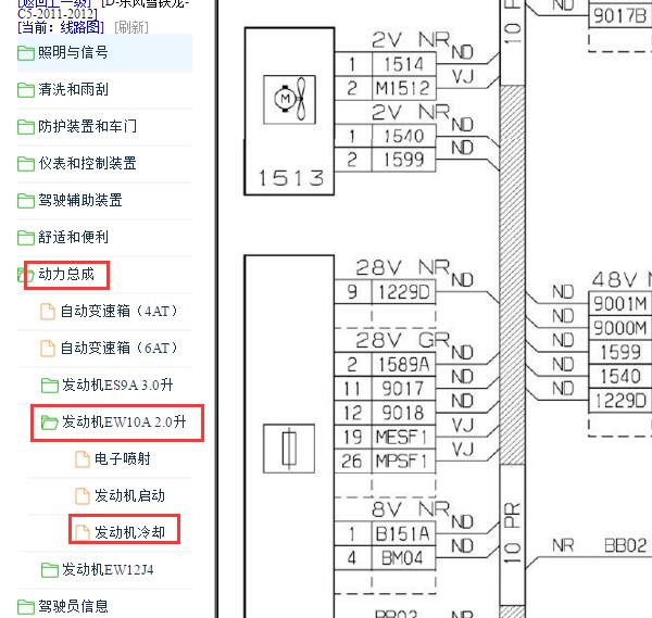 2011-2012年雪铁龙C5电子风扇电路图