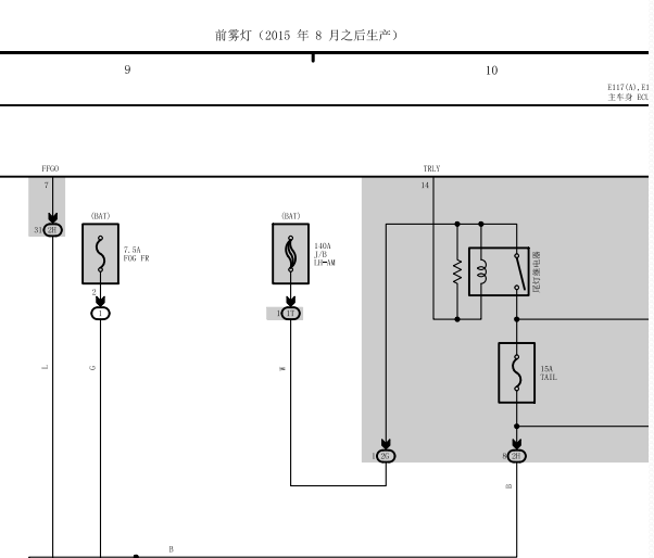 2017年丰田酷路泽雾灯电路图