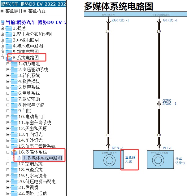 2022年腾势汽车腾势D9 EV 鲨鱼鳍天线电路图
