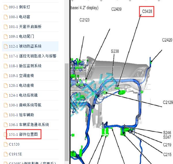 2014-2015年福特翼虎DCDC模块位置
