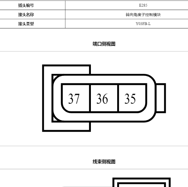 2019年英菲尼迪Q60 E283、E284、E285针脚