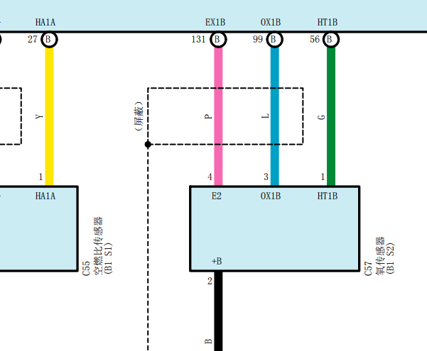 2023年丰田卡罗拉双擎氧传感器电路图