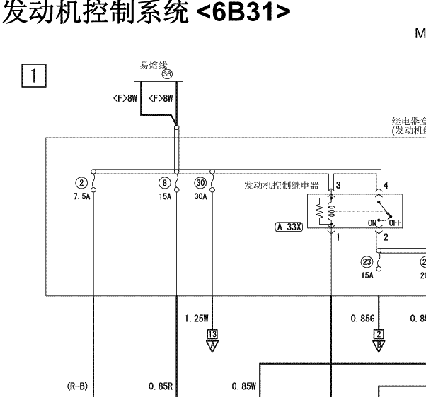 2008年三菱欧蓝德发动机电路图和针脚资料