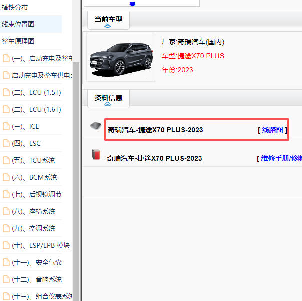 2023年奇瑞捷途X70PLUS全车电路图