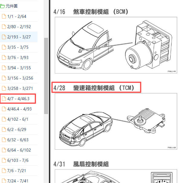 2006年沃尔沃S40变速箱控制模块安装位置