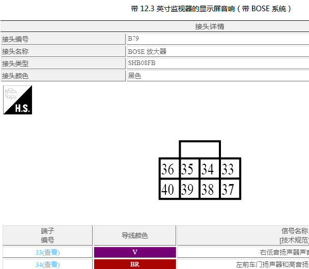 2023年日产天籁娱乐音响功放针脚资料