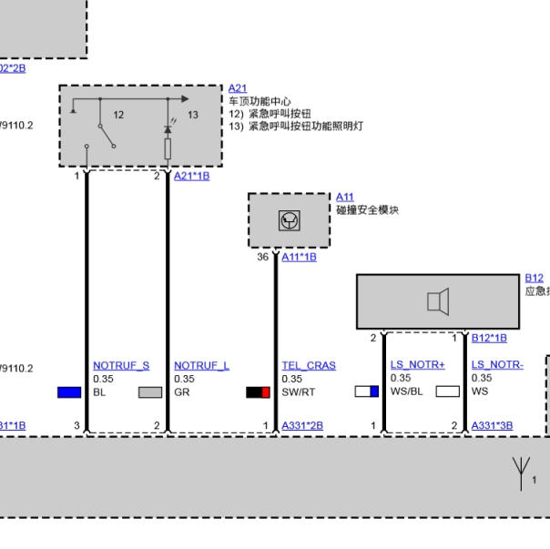2020年宝马X5紧急呼叫电路图