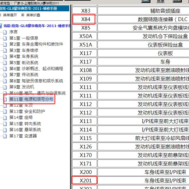 2011年上海别克-GL8 网关和X201位置