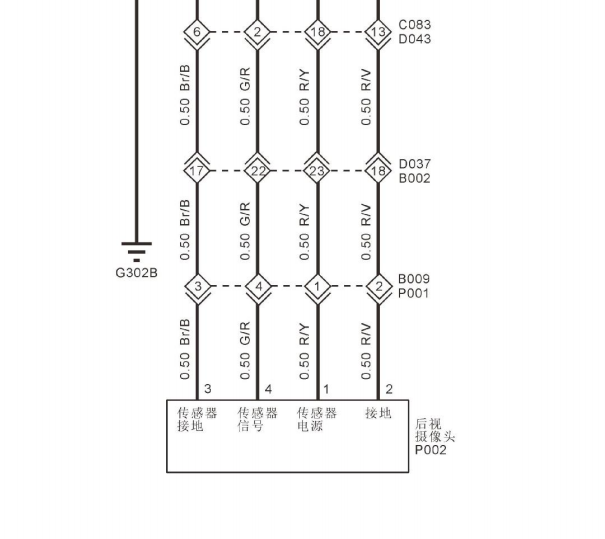 2022年福田大将军F9倒车影像电路图