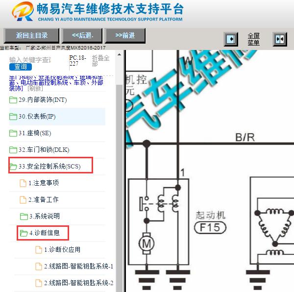 2016-2017年郑州日产风度MX5一键启动电路图
