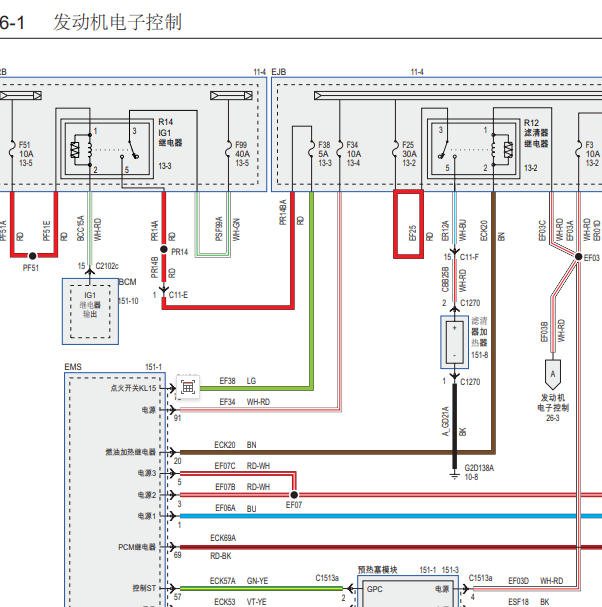 2022年江铃福顺发动机电路图