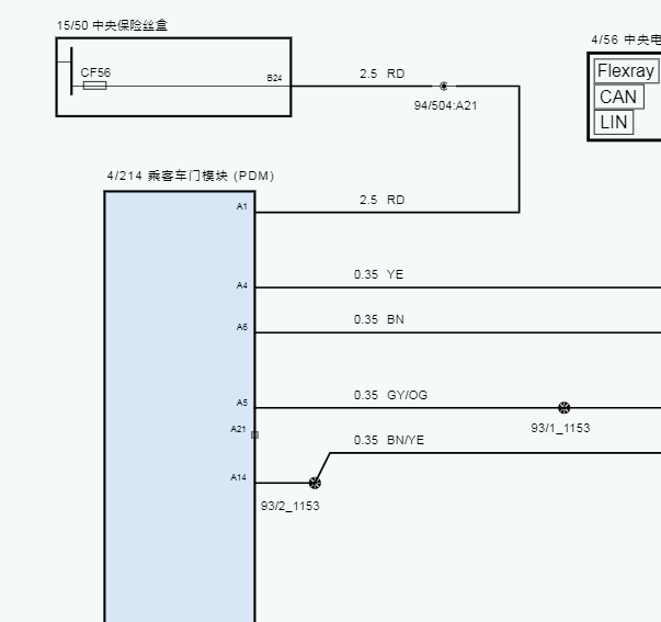 2017年沃尔沃XC60无钥匙进入车门电路图
